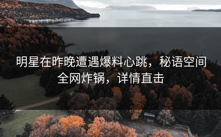 明星在昨晚遭遇爆料心跳，秘语空间全网炸锅，详情直击