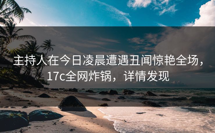 主持人在今日凌晨遭遇丑闻惊艳全场，17c全网炸锅，详情发现