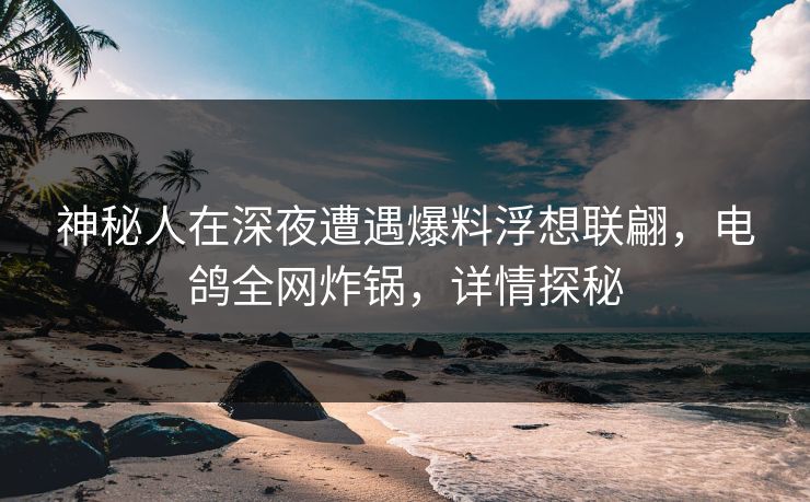 神秘人在深夜遭遇爆料浮想联翩，电鸽全网炸锅，详情探秘