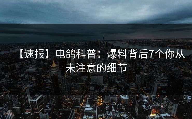 【速报】电鸽科普:爆料背后7个你从未注意的细节 【速报】电鸽科普:爆料背后7个你从未注意的细节
