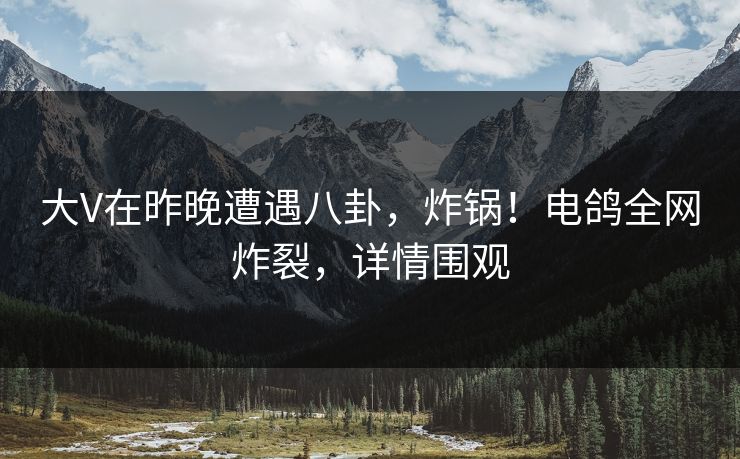 大V在昨晚遭遇八卦，炸锅！电鸽全网炸裂，详情围观