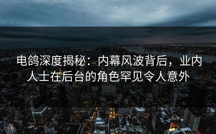 电鸽深度揭秘:内幕风波背后,业内人士在后台的角色罕见令人意外 电鸽深度揭秘:内幕风波背后,业内人士在后台的角色罕见令人意外