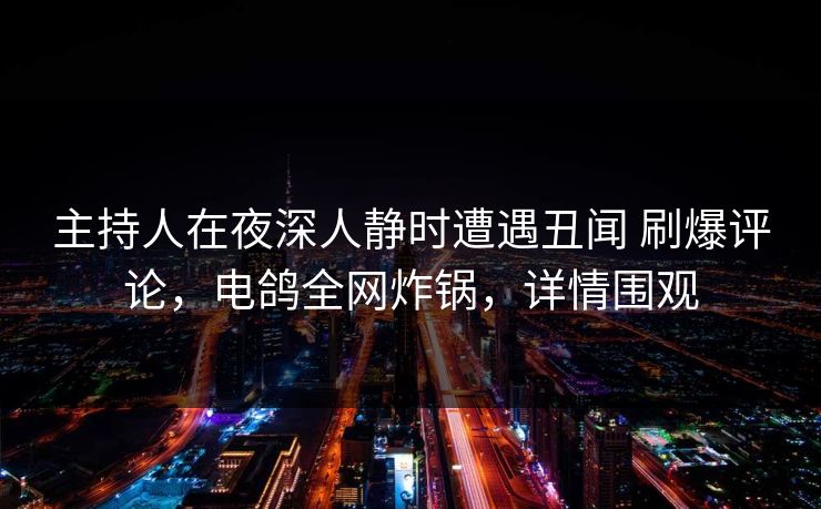 主持人在夜深人静时遭遇丑闻 刷爆评论，电鸽全网炸锅，详情围观