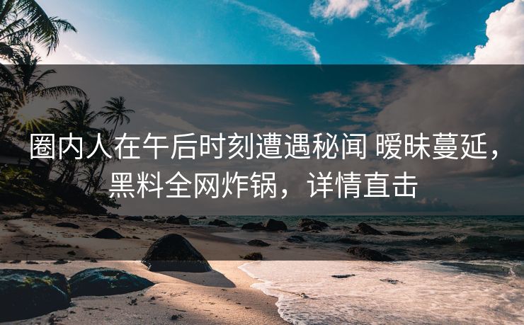圈内人在午后时刻遭遇秘闻 暧昧蔓延，黑料全网炸锅，详情直击