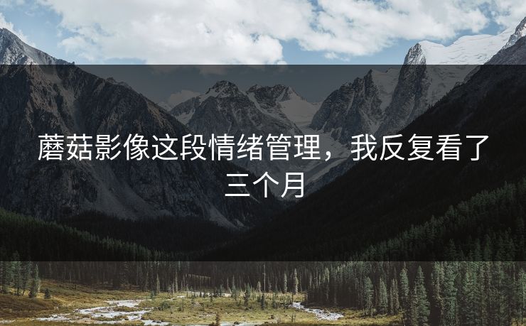 蘑菇影像这段情绪管理，我反复看了三个月